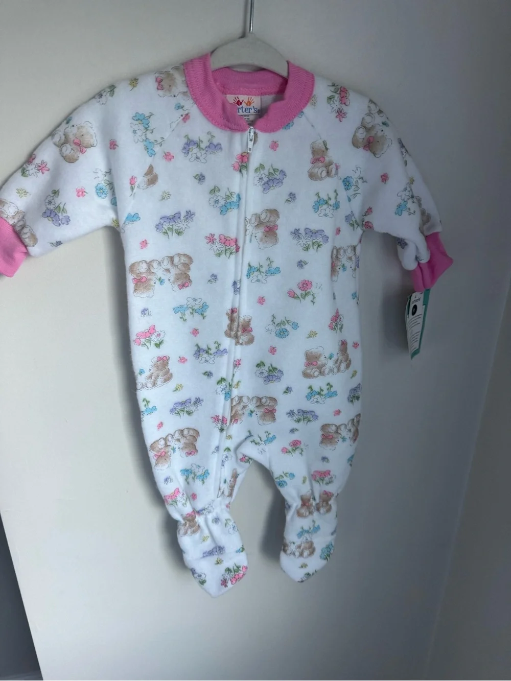 NWT Carters Vintage Bear Print Footie Size 6M
